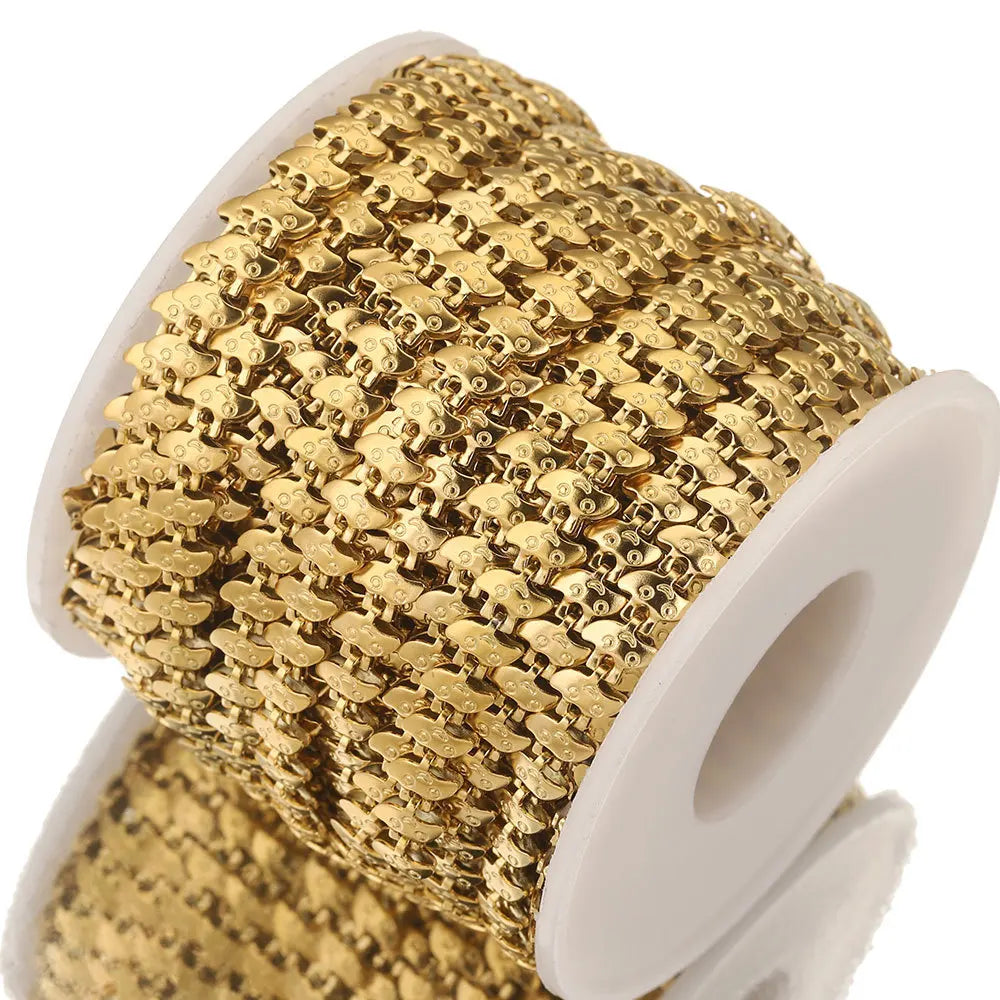 A1957 Fashion 18k Gold Plated Stainless Steel Chain Smile Face Smooth Necklace Bracelet Jewelry Chain Diy