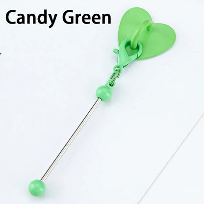 DIY Beadable Keychain Bar with Heart Sticker Adhesive Cup Pendant Mini Lobster Clasp