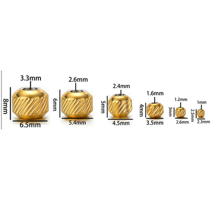 Bulk 18k Gold Plated Stainless Steel Grid Pattern Vertical Stripe Bead Charm Pendant for Jewelry Necklace Bracelet Making