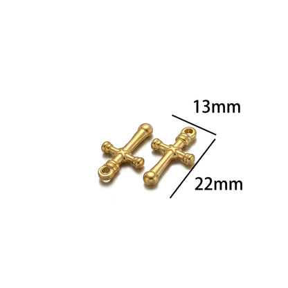 New Arrival Stainless Steel 18k PVD Gold Plated Cross Charm Pendant for Women Jewelry Necklace Making