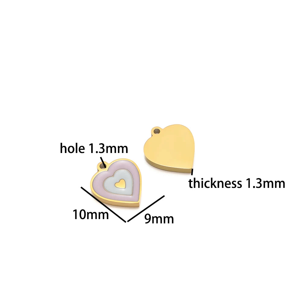 TIK TOK Hotsale 18k Gold Plated Stainless Steel Enamel Flower Fish Bowknot Heart Dragonfly Charm Pendant for DIY Jewelry Making