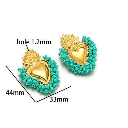 Bead Heart Pendants 18k Gold Plated Stainless Steel Heart Charm Pendant for DIY Necklace Jewelry Making Jewelry Findings