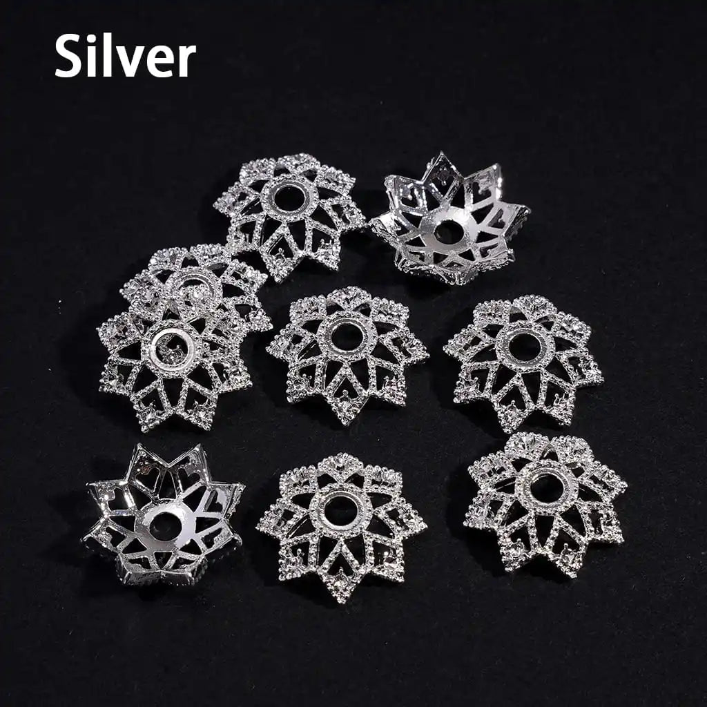 High Quality Alloy Octagonal Lotus Flower Bead Cap Spacer for DIY Jewelry Making Fit 16MM Round Beads