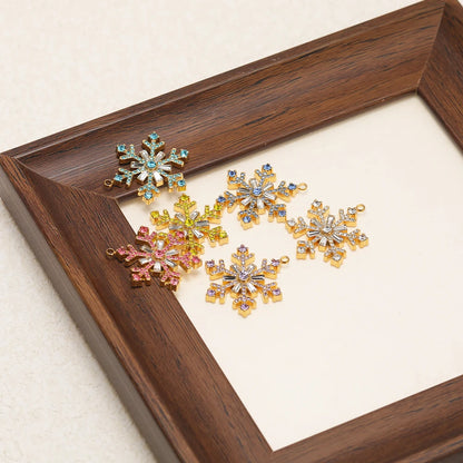 Hot Sale Stylish Stainless Steel 18k Pvd Gold Plated Snowflake Zircon Charms Pendant for DIY Jewelry Necklace Making