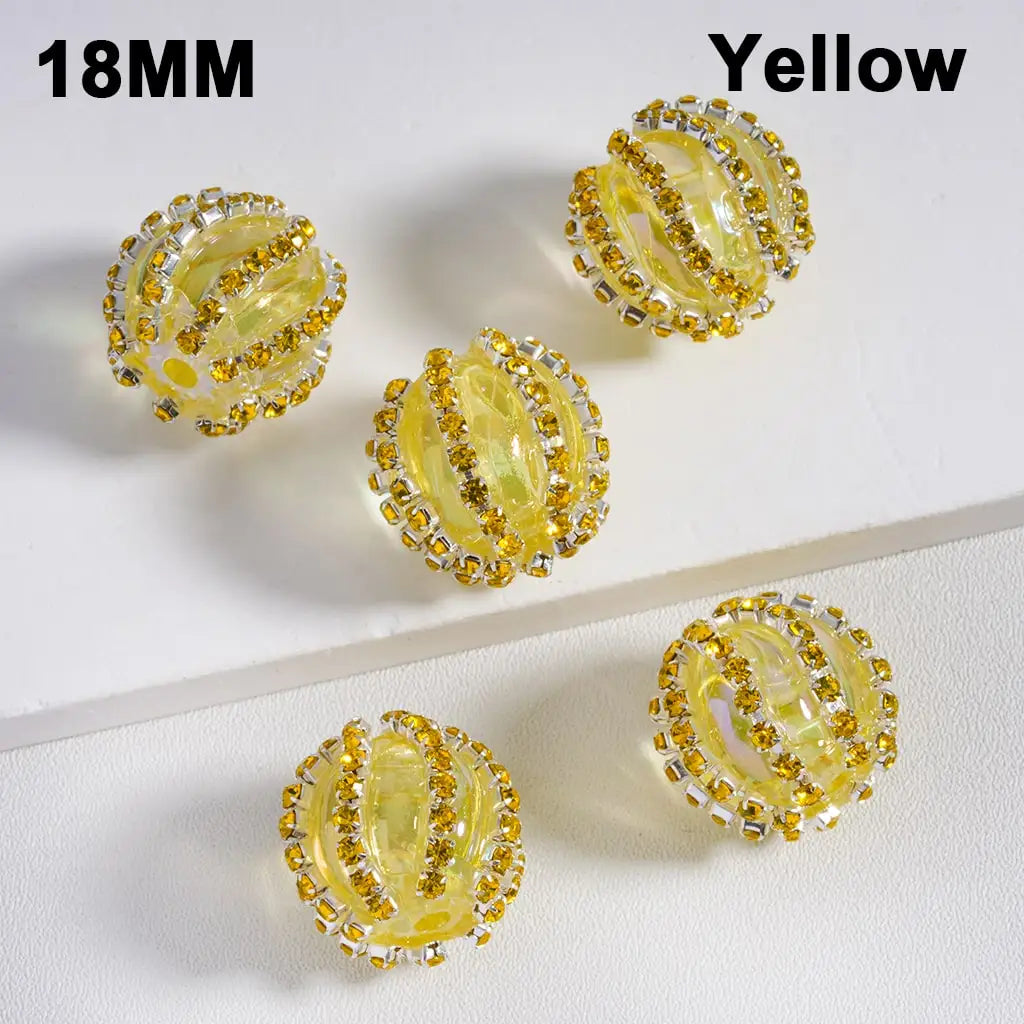 Multi-Color Translucent Acrylic Beads with UV Coating and Shiny Rhinestone Chains 18MM