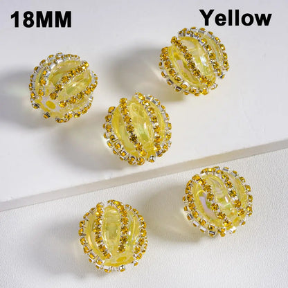 Multi-Color Translucent Acrylic Beads with UV Coating and Shiny Rhinestone Chains 18MM