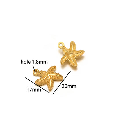 Ocean Style Sea Star Charm Stainless Steel 18K Gold Plated Starfish Charm Pendant for Jewelry Earring Necklace Making