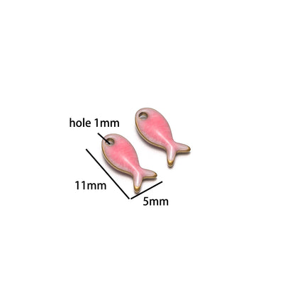 Colorful Enamel DIY  Charm 18k Gold Plated Stainless Steel Fish Charm Pendant for Handmade Necklace Jewelry Making