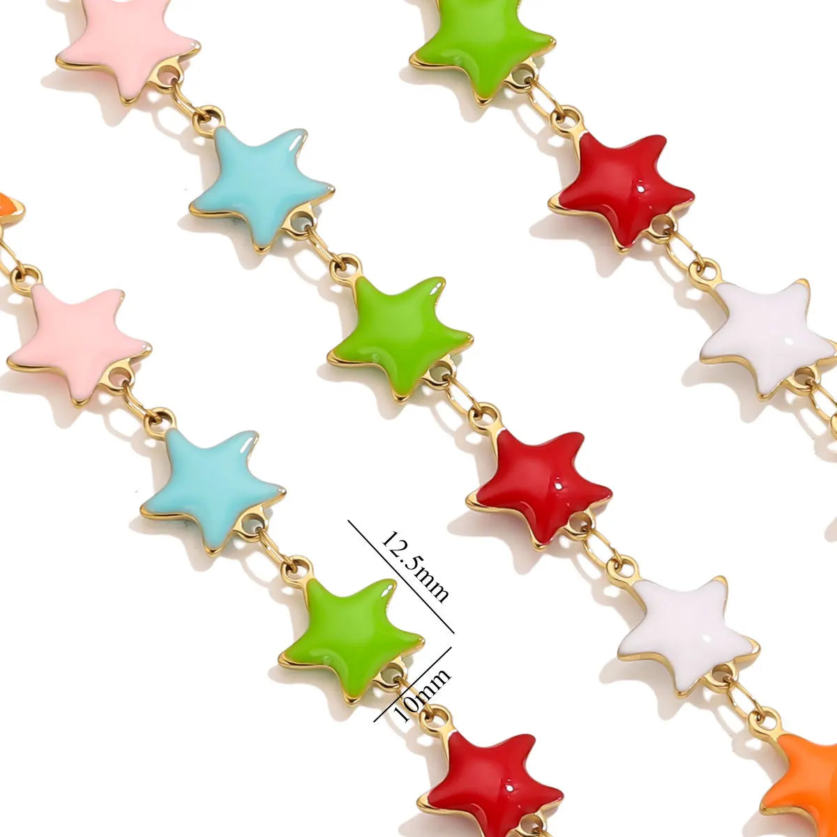 D829 Stainless Steel Ocean Series Enamel Roll Chains Starfish Octopus Fish Connector Chains DIY for Bracelet Necklace Making