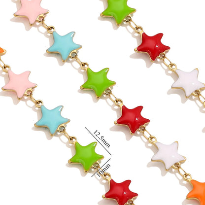 D829 Stainless Steel Ocean Series Enamel Roll Chains Starfish Octopus Fish Connector Chains DIY for Bracelet Necklace Making