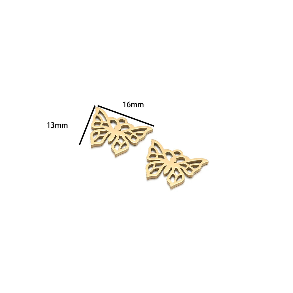 DIY Pendants Stainless Steel 18k Gold Plated Hollow Cactus Butterfly Star Sun Eyes Charm Pendants for Jewelry Necklace Making