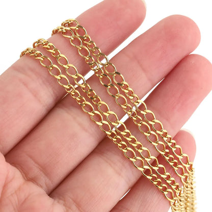 A2991 High Quality 18k Gold Plated Stainless Steel Chain O Shape Link Bulk Necklace Bracelet Chain Extension Findings