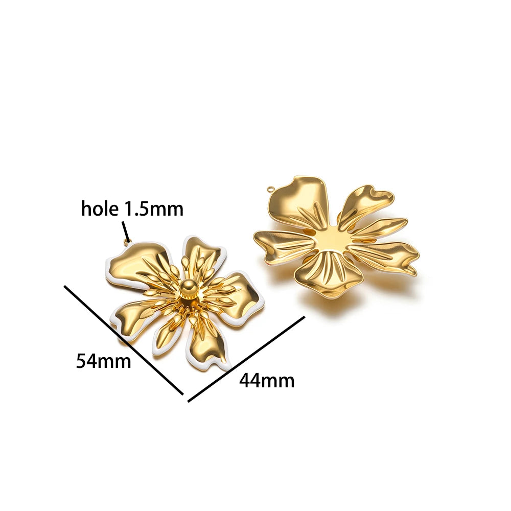 New Fashion Stainless Steel 18k Gold Plated Enamel Flower Conch Starfish Charm Pendant for Jewelry Necklace Making