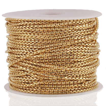 D383 Non Tarnish Stainless Steel Chain Bulk Roll 18k Gold Plated Necklace Bracelet Anklet Making Diy Chain