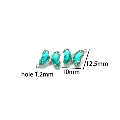 Fashion Colorful Stainless Steel Gold Plated Single Hole Butterfly Crystal Stone Charm Pendant for Jewelry Making