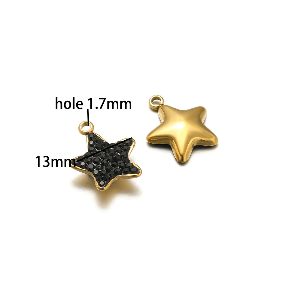 Trendy Handmade Stainless Steel 18K Gold Plated  Fashion Colorful Zircon Star Charm Pendant for Jewelry Necklace Making