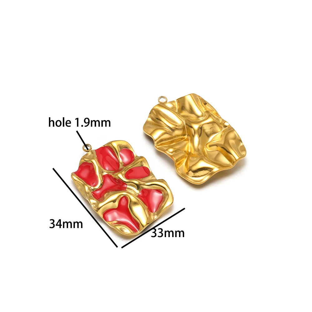 Vintage Style Stainless Steel 18k Gold Plated Enamel Star Round Charm Pendant for Jewelry Necklace Making Accessories