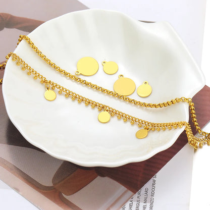 Engraved Name Logo Stainless Steel 18k Gold Plated Blank Round Charms Pendant for Jewelry Necklace Bracelets Making Accessories