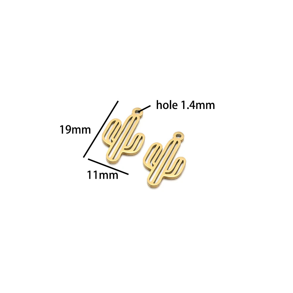 DIY Pendants Stainless Steel 18k Gold Plated Hollow Cactus Butterfly Star Sun Eyes Charm Pendants for Jewelry Necklace Making