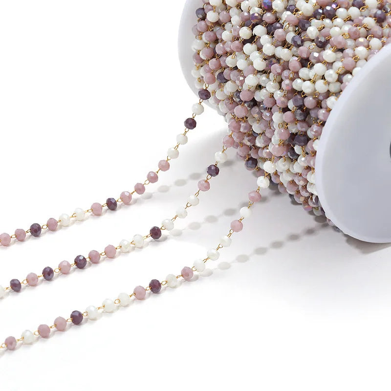 E747 3mm Bead Chain Stainless Steel Crystal Jewelry Chain Colorful Beaded Chain Diy Necklace Bracelet Jewelry Accessories