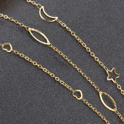 B336 18k Gold Plating Stainless Steel Necklace Bracelet Chain Jewelry Star Moon Heart Chain Jewelry Findings Components