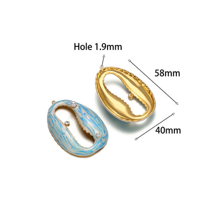Stainless Steel 18k Gold Plated Enamel Heart butterfly Flower Conch Lip Charm Pendant for Jewelry Necklace Making