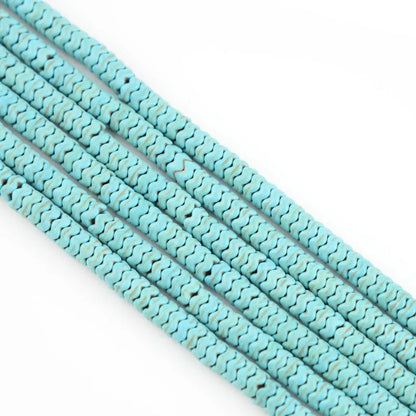 Rondelle Howlite Magnesite Stone Beads, Wavy Rondel Blue Turquoise White Magnesite Gemstone Bead for Jewelry Making 3mm X 6mm