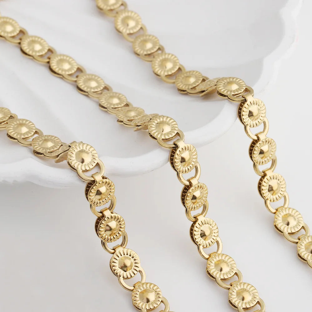 D720 Wholesale Jewelry Chain Gold Pvd Color-resistant Stainless Steel Nickel Free DIY Handmade Sunflower Charms Chains