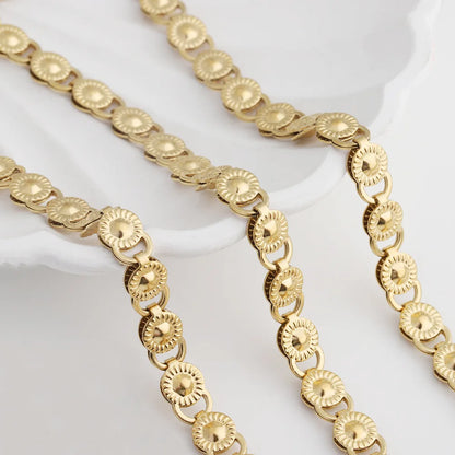 D720 Wholesale Jewelry Chain Gold Pvd Color-resistant Stainless Steel Nickel Free DIY Handmade Sunflower Charms Chains