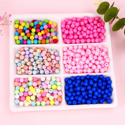 500g Wholesale Lucite Beads 4-10mm Multi Color Acrylic Beads for Crafting