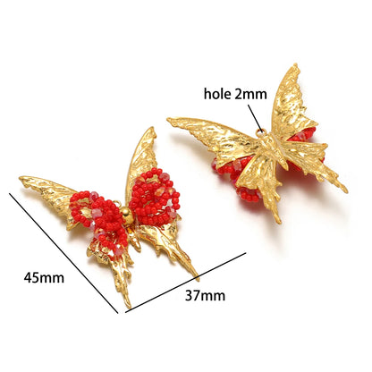 Handmade 18k Gold Plated Stainless Steel Crystal Geometric Flower Sun Charm Colorful Butterfly Pendant for Jewelry Making