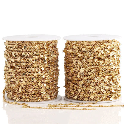 D495 High Quality Star Flower Chain 18k Gold Plated Stainless Steel Necklace Jewelry Making Chain