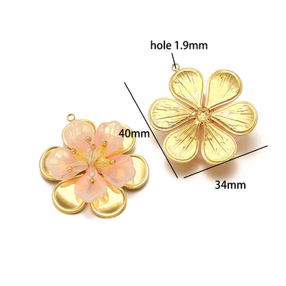 Handmade 18k Gold Plated Stainless Steel Crystal Geometric Flower Sun Charm Colorful Butterfly Pendant for Jewelry Making
