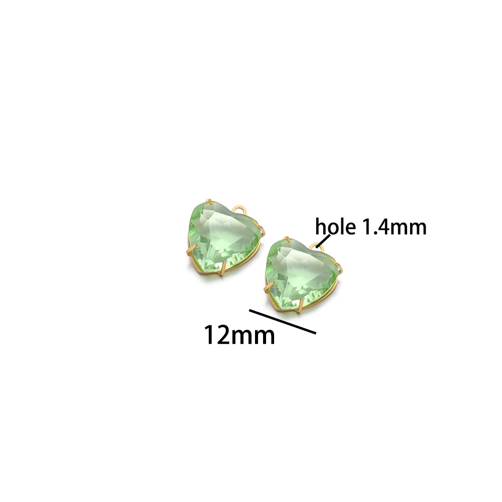 Love Charm 304 Stainless Steel 18k Gold Plated 12mm Heart Crystal Charm Pendant for Jewelry Necklace Making