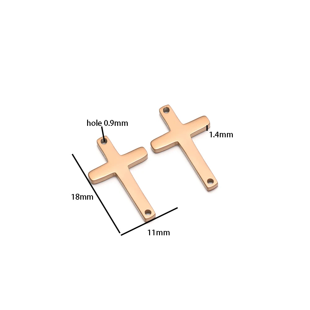 Non Tarnish 18k Gold Plated Stainless Steel Cross Charm Pendant for Handmade Necklace Jewelry Making Diy Accessories