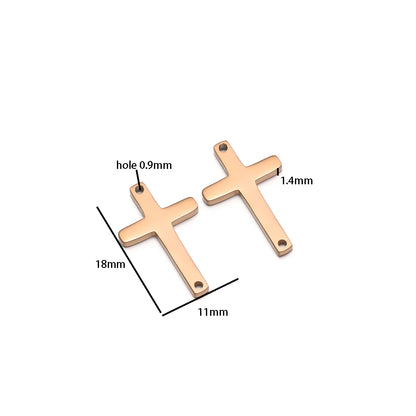 Non Tarnish 18k Gold Plated Stainless Steel Cross Charm Pendant for Handmade Necklace Jewelry Making Diy Accessories