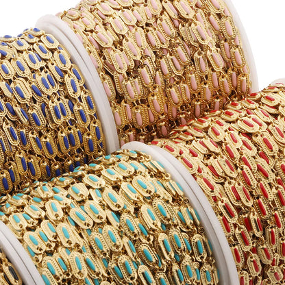 E098 Fashion Enamel Plated Chain 18kgold Stainless Steel Link Chains for Jewelry Custom