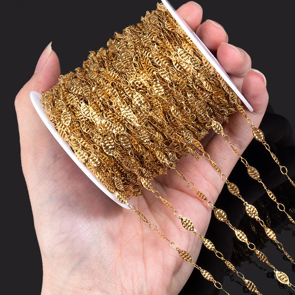 B4928 Vaccum 18k Gold Chain Stainless Steel Silver Chain Necklace Accessory Bulk Thunk Chain for Diy