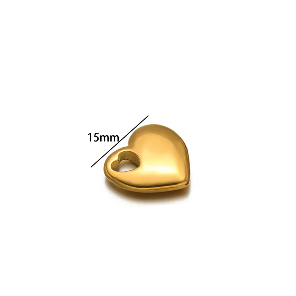 Fashion Stainless Steel 18k Gold Plated Difform Heart Charm Pendant for Diy Jewelry Necklace Earring Making Bulk