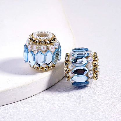 Round Acrylic Plastic Lucite Rhinestone Beads with White Pearl Clear Chains for Pen Keychain Making