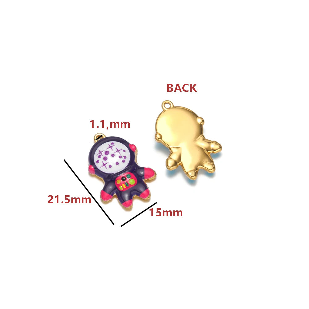 Enamel Penguin Shape 18K Gold Plated Stainless Steel Double Hole Charms for DIY Necklace Earring Making