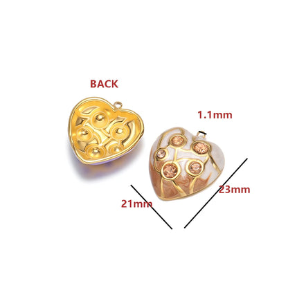 Wholesale Gold Tone Heart Charms with Rhinestones Enamel Pendants for DIY Jewelry Making Vintage Love Necklace Supplies