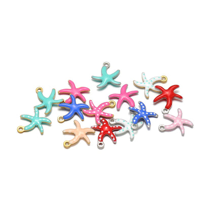 New Trendy Stainless Steel 18k Gold Plated Enamel 10mm Starfish Charm Pendant for DIY Jewelry Making Accessories Findings