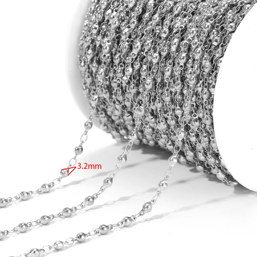 E793 Bulk Permanent Jewelry Chains Waterproof Stainless Steel Gold Beaded Paper Clip Chains