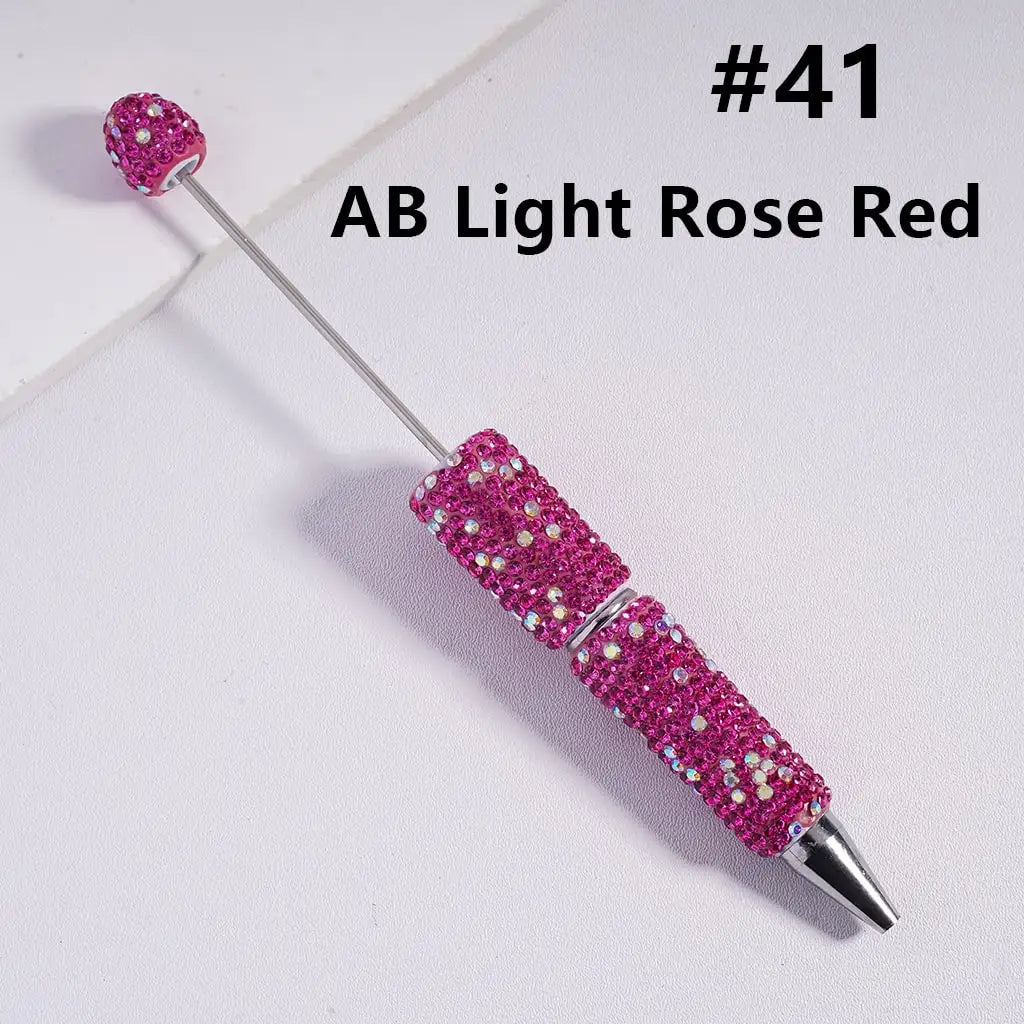 Full Rhinestone Beadable Clay Ballpoint Pens - DIY Beaded Plastic Pen for School Office Gift