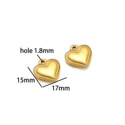 Fashion love Pendant 18k Gold Plated Stainless Steel Heart Shape Charm Pendant for DIY Jewelry Making Accessories