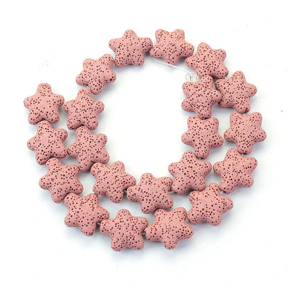 Wholesale Good Quality Many Colors Pink Blue Green Star Shape Volcanic Rock Lava Stone Beads for Jewelry Making 23mm