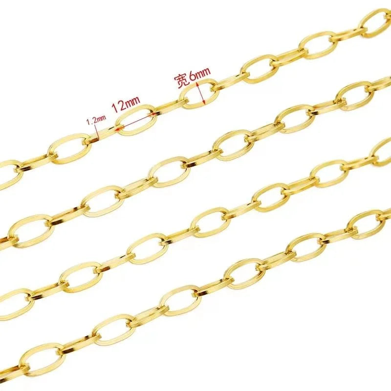 No Tarnish 18k Gold Stainless Steel Chain 6mm Men Cross Chain for Necklace Bracelet Diy Making