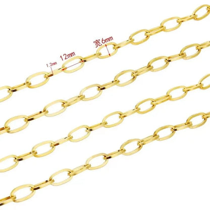 No Tarnish 18k Gold Stainless Steel Chain 6mm Men Cross Chain for Necklace Bracelet Diy Making