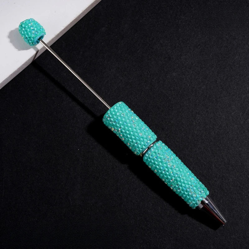 Luminous Fluorescent Beadable Clay Pens Full Covered Rhinestone Ballpoint Pens for Beadable Pen Keychain DIY Bulk Craft Supplies
